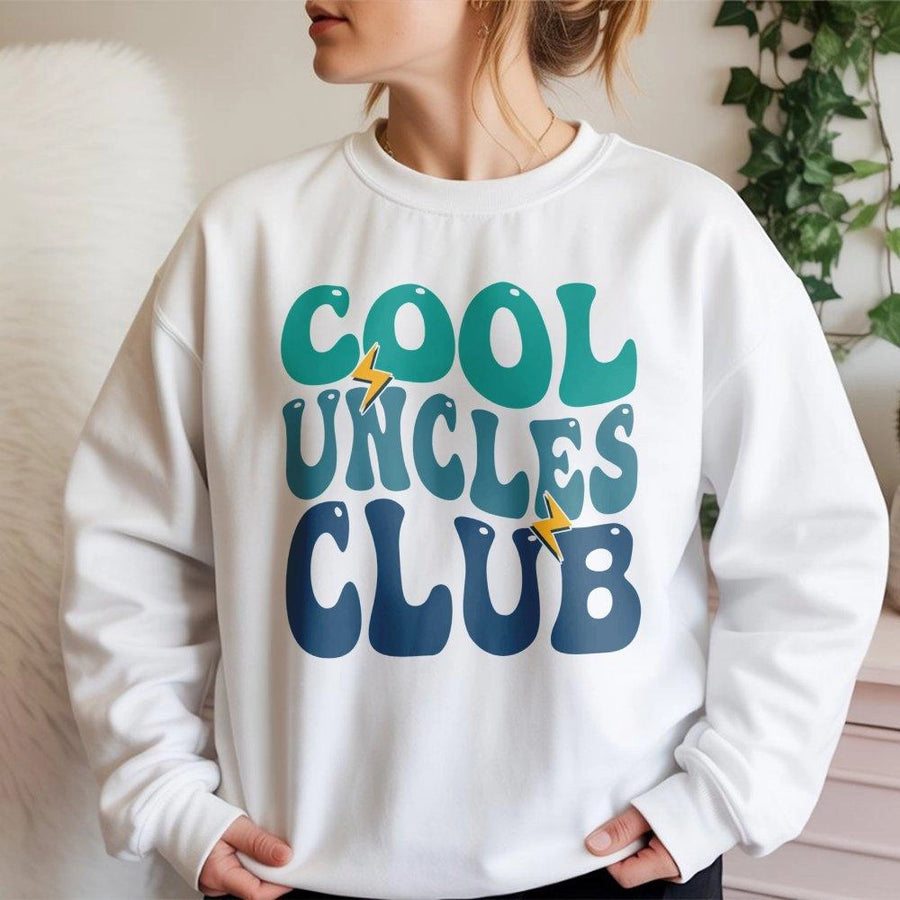 Cool Uncles Club Sweatshirt | Retro Typography Graphic Design | Premium Cotton Blend | Funny Gift for Uncle, New Uncle, Birthday Present