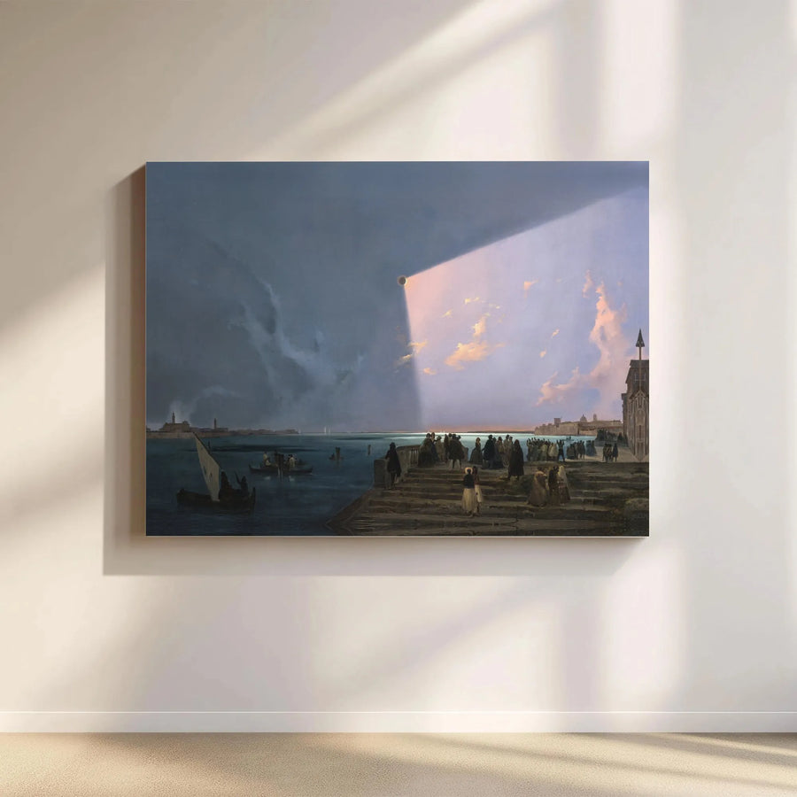 Total Eclipse Over Venice Canvas | Ippolito Caffi Fine Art Print | 1.25 Inch Gallery Wrap | Museum Quality Wall Decor for Home or Office