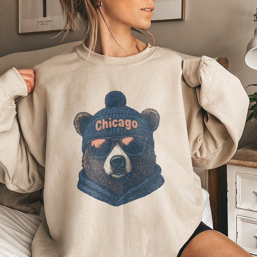 Vintage Chicago Football Sweatshirt Sweatshirt Trendy Fan Gifts Game Day Apparel Team Crewneck Chicago Bears Fan Gear