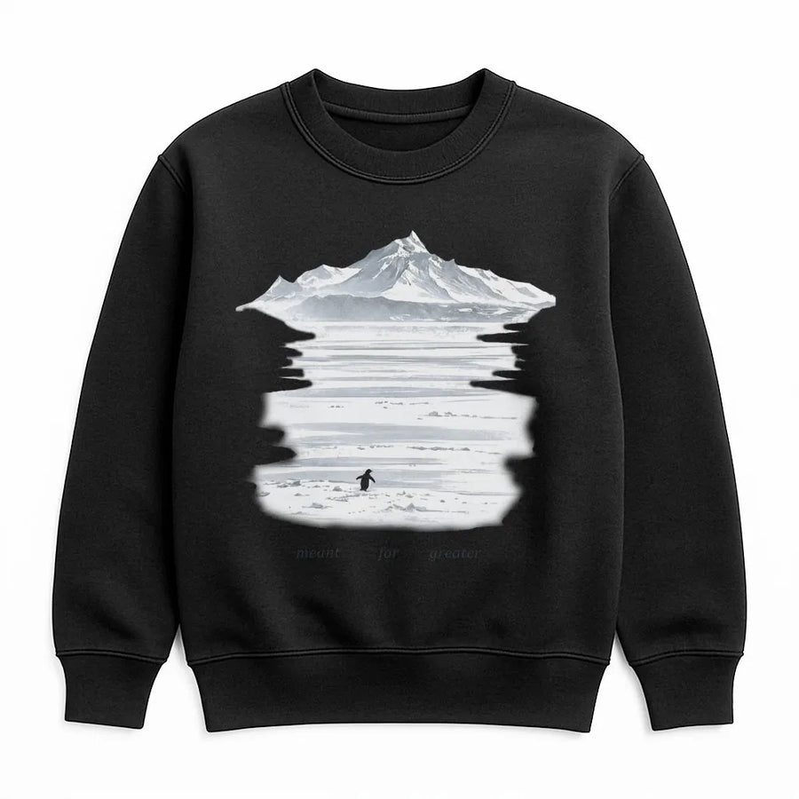 Inspirational Penguin Sweatshirt | Meant for Greater Quote Graphic | Cozy Cotton Blend | Motivational Gift for Nature Lovers