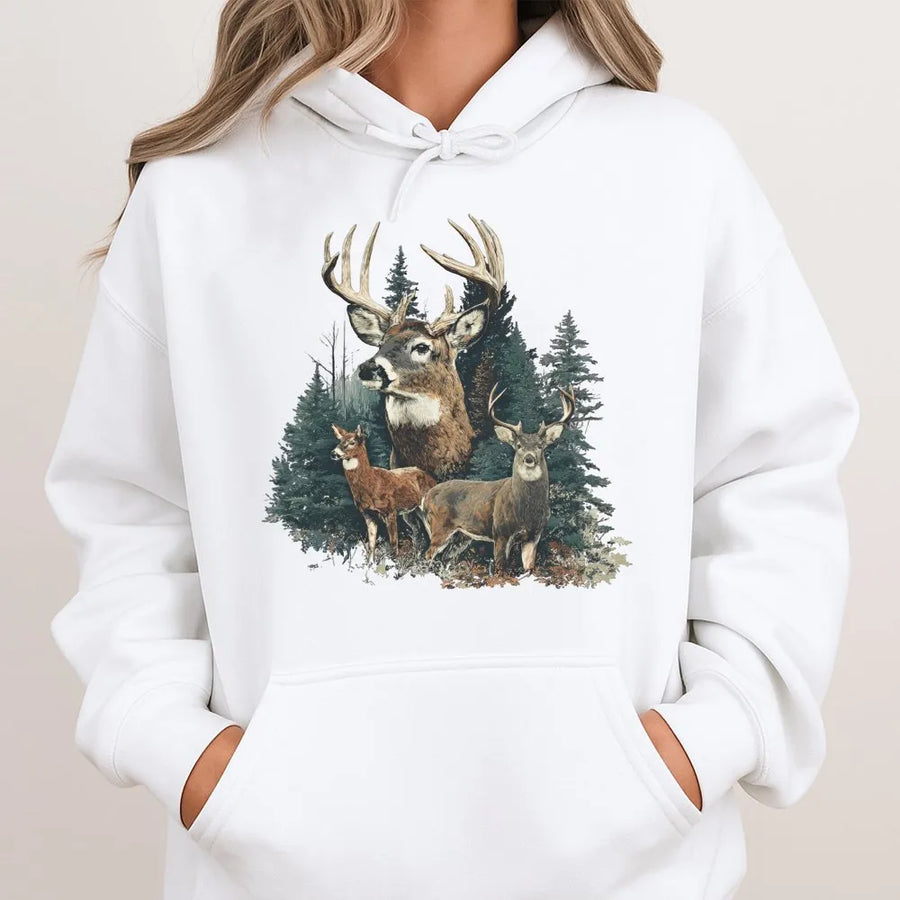 Vintage Deer Hoodie | Retro 90s Wildlife Graphic Crewneck | Premium Cotton Blend | Country Hunting Season Gift for Men & Women