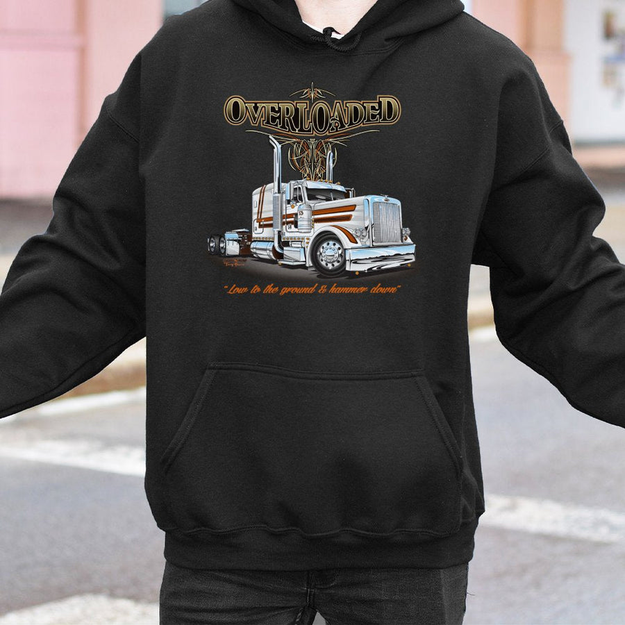 Overloaded Big Rig Graphic Hoodie | Semi Truck Chrome Art | Premium Cotton Blend | Gift For Truckers And Diesel Mechanics
