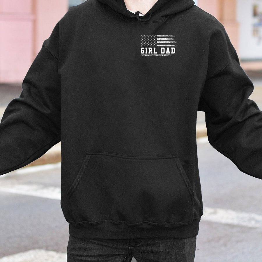 Girl Dad Hoodie | Distressed American Flag Graphic | Premium Cotton Blend | Father's Day 2026 Gift for Dads