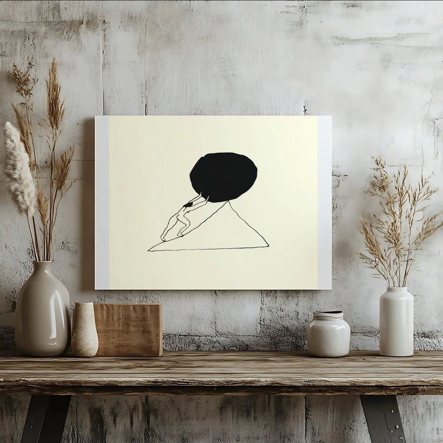 Sisyphus Canvas Wall Art | Minimalist Greek Mythology Sketch | Premium Thick Profile Canvas | Modern Home & Office Decor Gift