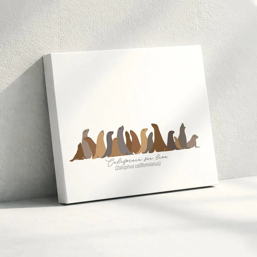 California Sea Lion Canvas Wall Art | Minimalist Coastal Animal Illustration | Premium Gallery-Quality Print | Ocean Lover Gift & Nursery Decor