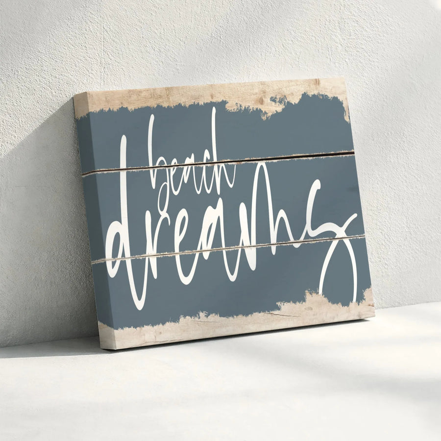 Beach Dreams Canvas Wall Art | Coastal Typography Home Decor | Premium Fade-Resistant Gallery Print | Relaxing Bedroom & Living Room Gift
