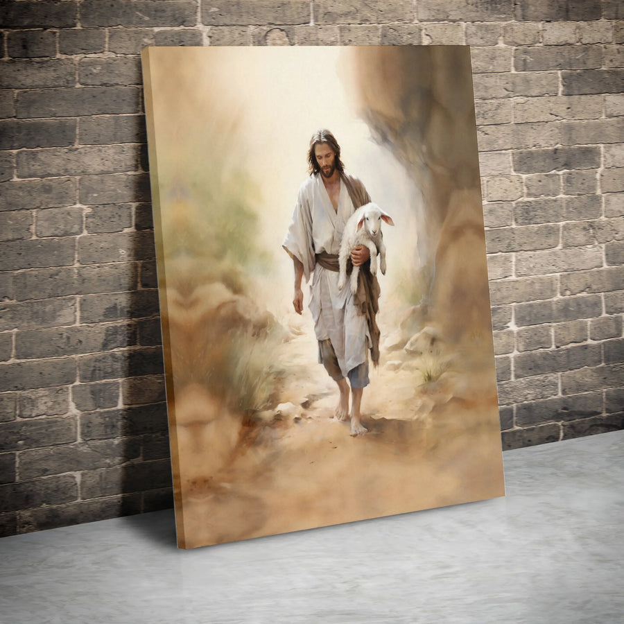 Jesus The Good Shepherd Canvas | Watercolor Bible Wall Art | Premium Gallery Wrapped Decor | Christian Home Gift for Believers