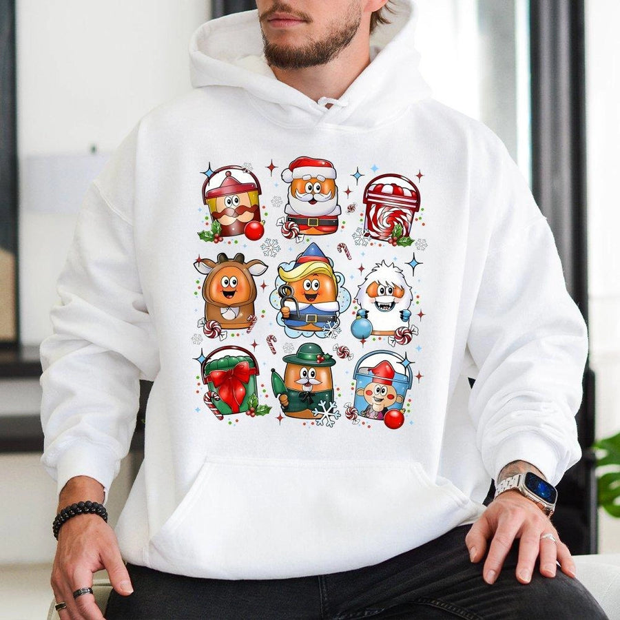 Christmas Chicken Nuggets Hoodie | Festive Funny Foodie Graphic Print | Premium Cotton Blend Pullover | Unisex Holiday Gift for Food Lovers