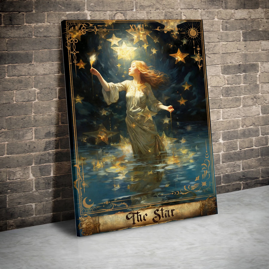 The Star Tarot Card Wall Art | Mystical Celestial Home Decor | Premium Gallery Wrapped Canvas | Spiritual Gift for Astrology Lovers