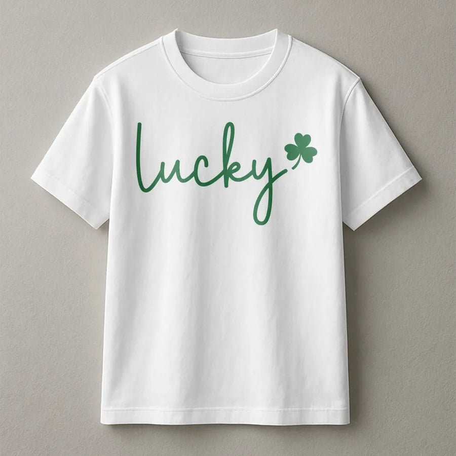Lucky Shamrock T-Shirt | Minimalist St Patricks Day Design | Premium Soft Cotton Tee | Cute Gift for Her Women's Festive Irish Apparel