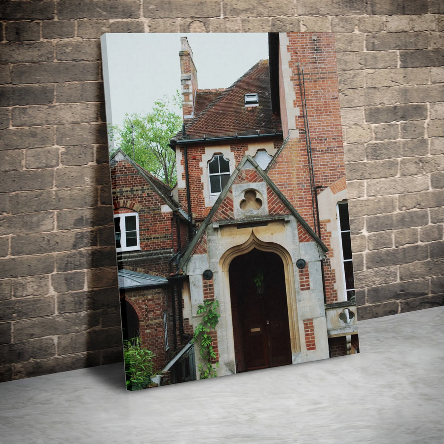 English Manor House Vertical Canvas | Architectural Photography Wall Art | Premium 1.25" Thick Gallery Canvas | Classic Home Decor Gift