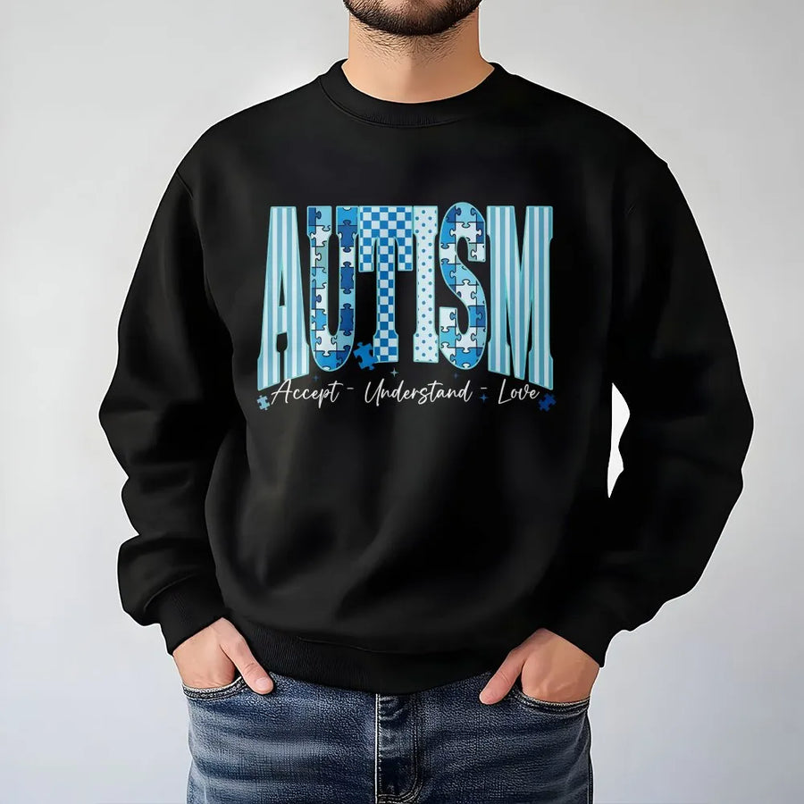 Autism Awareness Shirt | Accept Understand Love Puzzle Graphic | Soft Cotton Tee | Neurodiversity Support Gift for Teachers & Parents