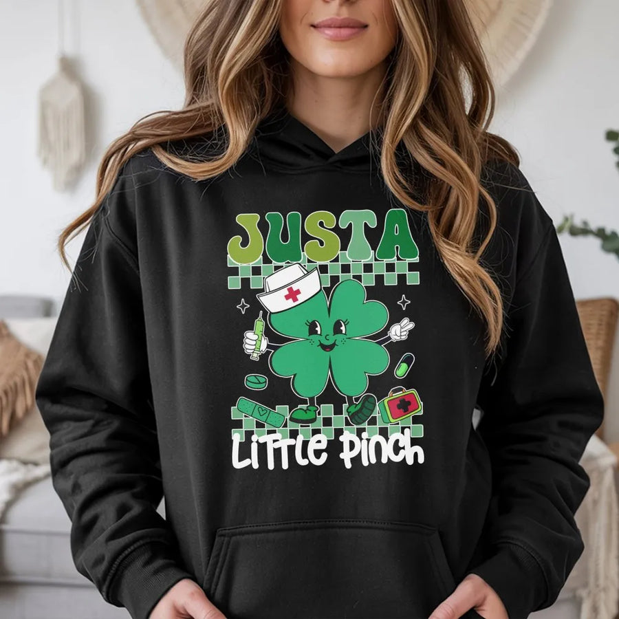 Nurse St Patrick's Day Hoodie | Retro Lucky Shamrock Graphic | Premium Cotton Blend | Gift for Nurses & Healthcare Workers