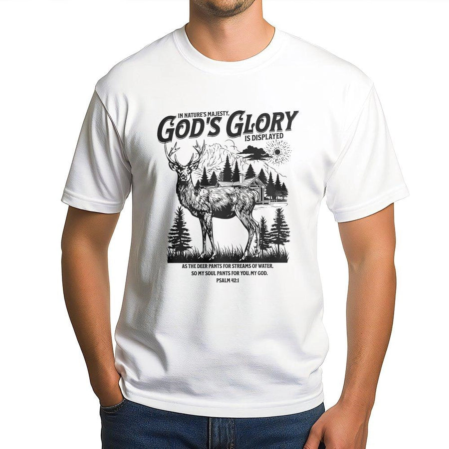 Psalm 42:1 T-Shirt | God's Glory Nature Graphic Design | Premium 100% Cotton Tee | Religious Christian Gift for Men and Women