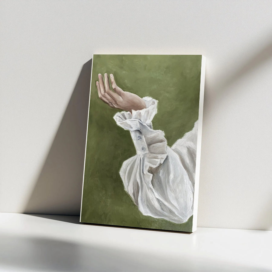 Renaissance Hand Canvas Print | Vintage Poet Sleeve Oil Painting Style | Premium Gallery Wrapped Wall Art | Moody Academia Home Decor Gift