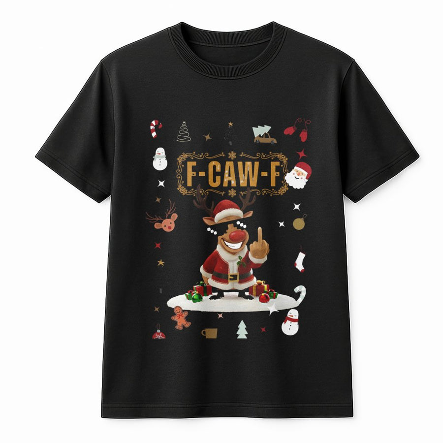 Funny Reindeer T-Shirt | Rude Christmas Graphic Tee | Premium 100% Cotton Shirt | Sarcastic Holiday Gift for Men and Women