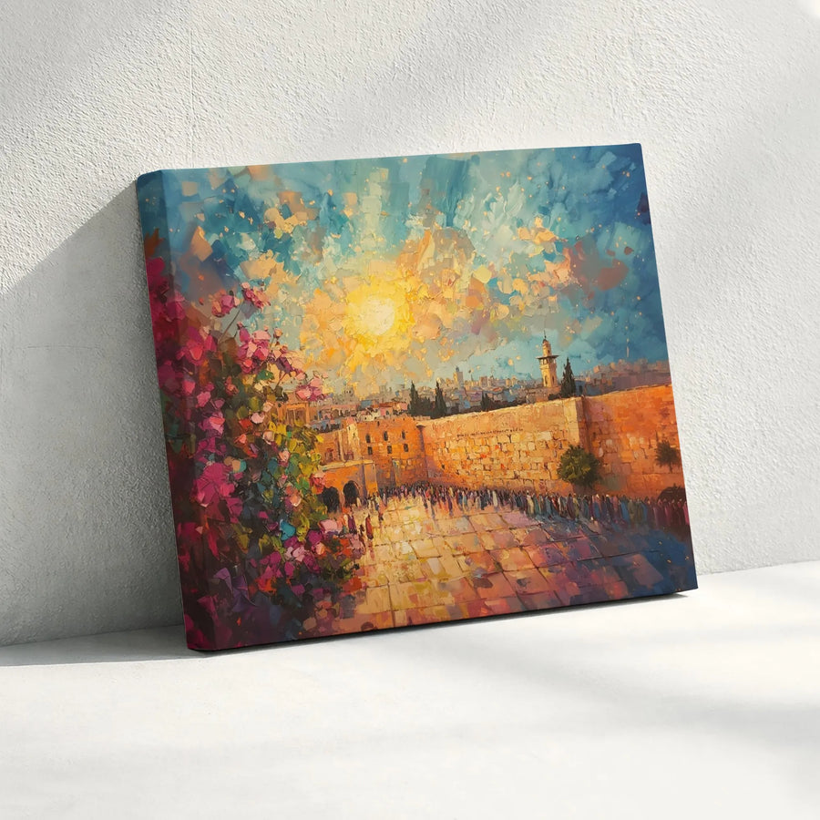 Western Wall Jerusalem Canvas Print | Impressionist Oil Painting Style | 1.25-Inch Gallery Wrap | Spiritual Home Decor Gift