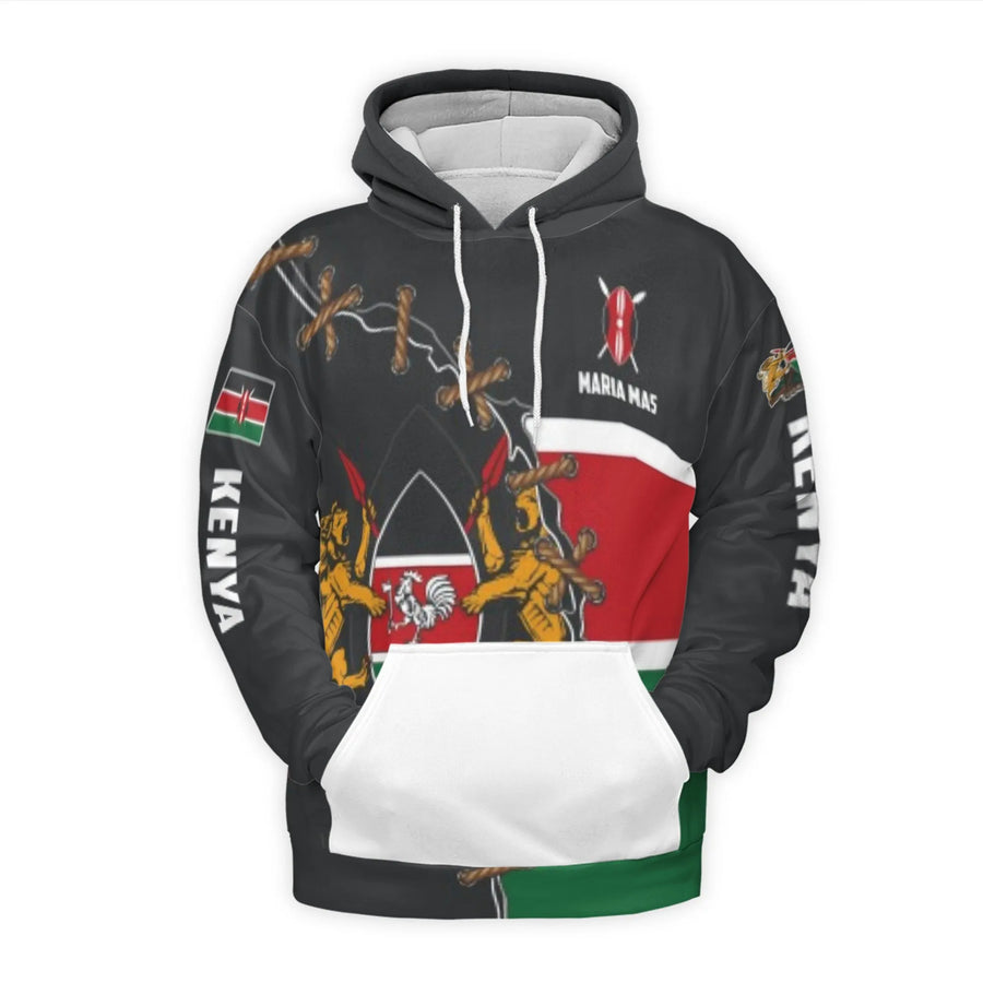 Kenya Flag 3D Hoodie | Harambee Map & Coat of Arms Design | Premium Brushed Fleece Polyester | Unisex Kenyan Heritage Pride Gift
