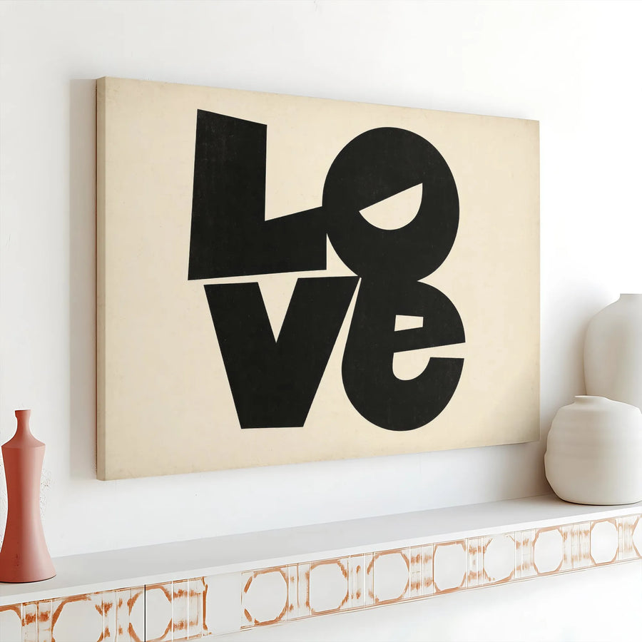 Love Stacked Typography Canvas Print | Modern Minimalist Word Art | 1.25-Inch Gallery Wrap | Contemporary Home Decor Gift