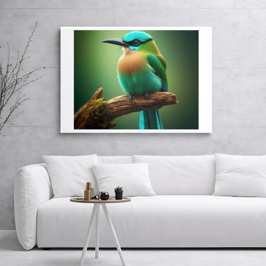Turquoise Motmot Bird Canvas Print | Tropical Wildlife Gallery Wrap Wall Art | Premium Fade-Resistant Decor | Gift for Bird Lovers
