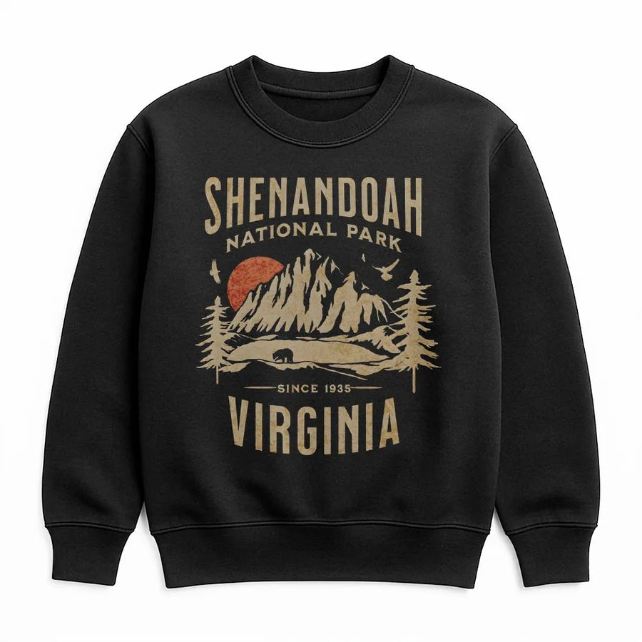 Shenandoah National Park Sweatshirt | Retro Mountain Graphic | Premium Cotton Blend | Gift For Virginia Hikers And Outdoor Nature Lovers
