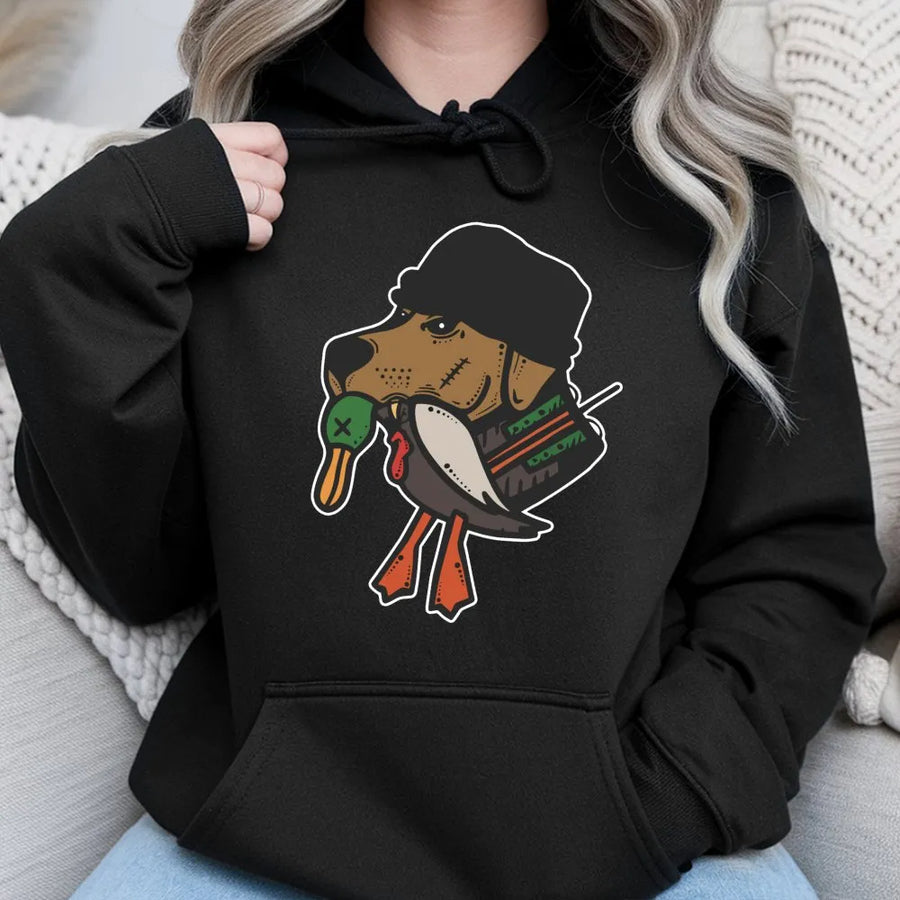 Duck Hunting Dog Hoodie | Waterfowl Retriever Graphic Design | Premium Cotton Blend | Gift for Hunter & Outdoorsman