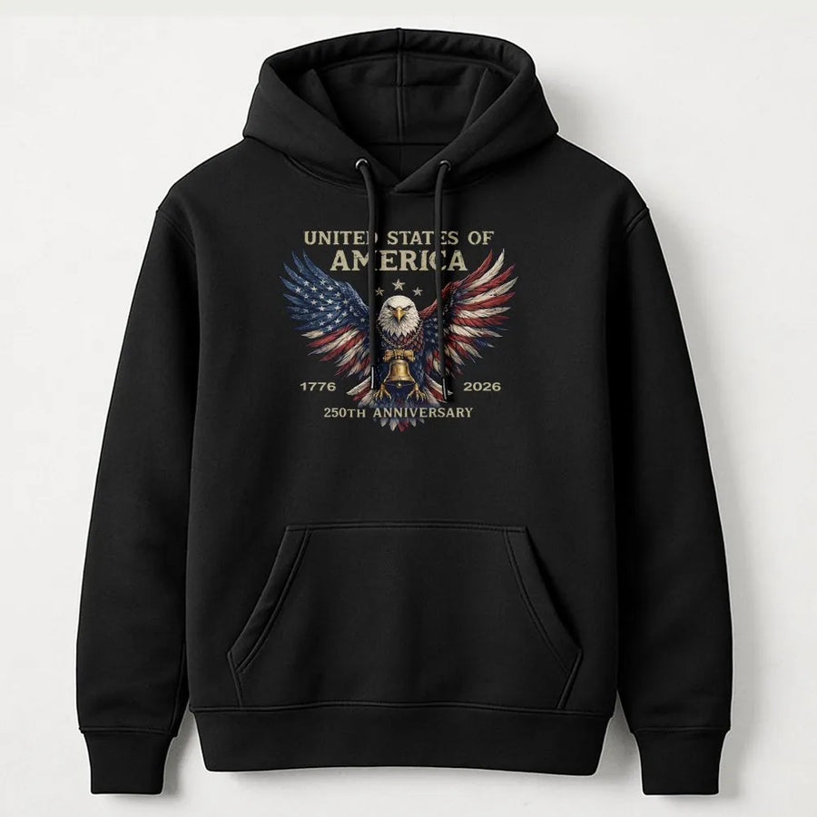 America 250th Anniversary Hoodie | Patriotic Eagle Flag Graphic | Premium Cotton Tee | 4th of July Independence Day Gift