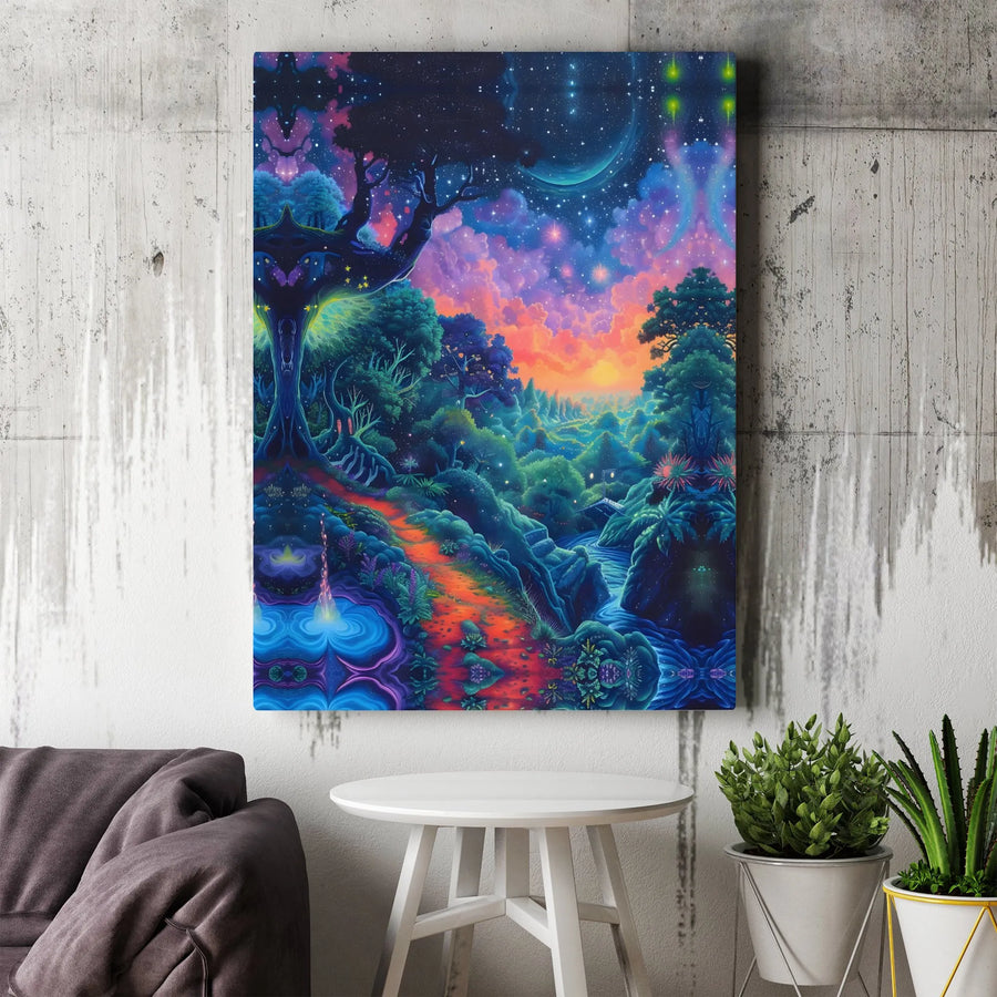 Cosmic Tree of Life Canvas | Visionary Art Dreamscape | Premium Gallery Wrapped Canvas | Spiritual Home Decor Gift