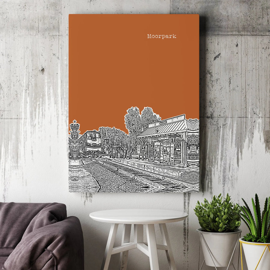 Moorpark Train Station Canvas Art | Minimalist Sketch Print | 1.25-Inch Gallery Wrap | California City Decor Gift