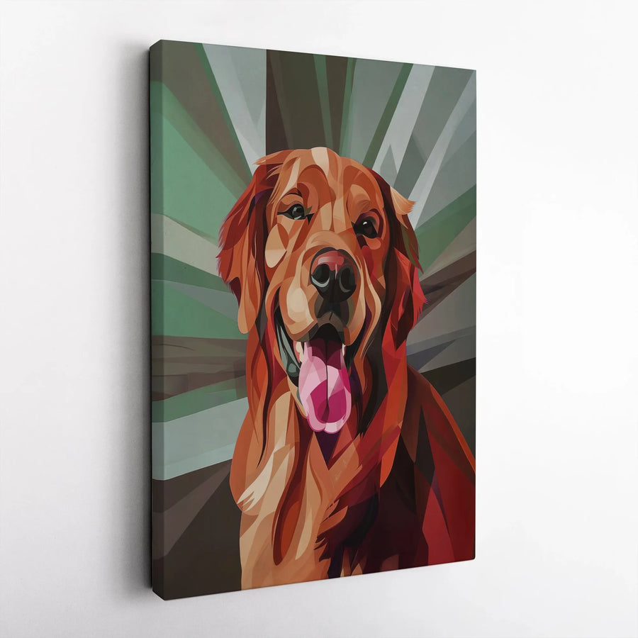 Golden Retriever Canvas Wall Art | Geometric Dog Portrait Print | Premium Fade-Resistant Gallery Wrap | Modern Home Decor Gift for Dog Lovers