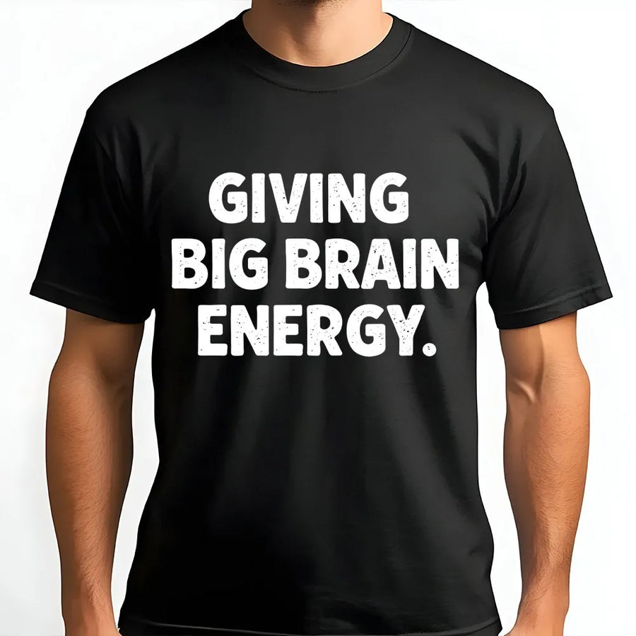 Funny Test Day T-Shirt | 'Giving Big Brain Energy' Graphic Tee | Premium Cotton Shirt | Gift for Students & Teachers