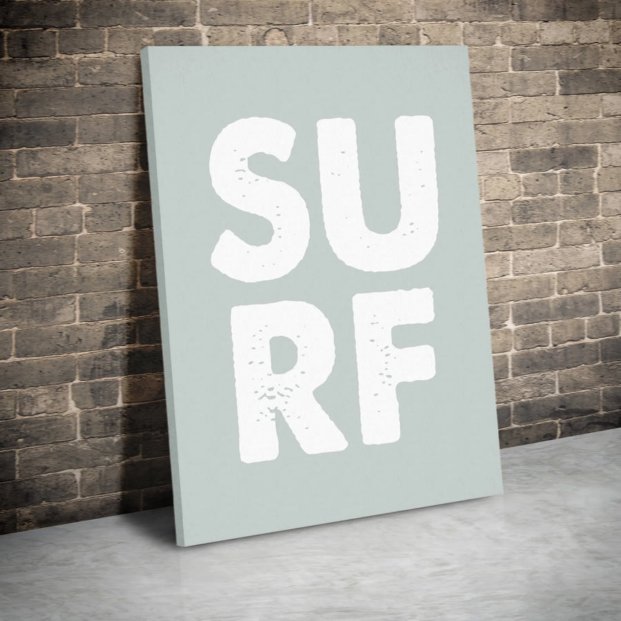 Surf Vertical Canvas Print | Minimalist Bold Typography | Premium Gallery Wrap Canvas | Modern Beach House Wall Decor Gift for Surfer