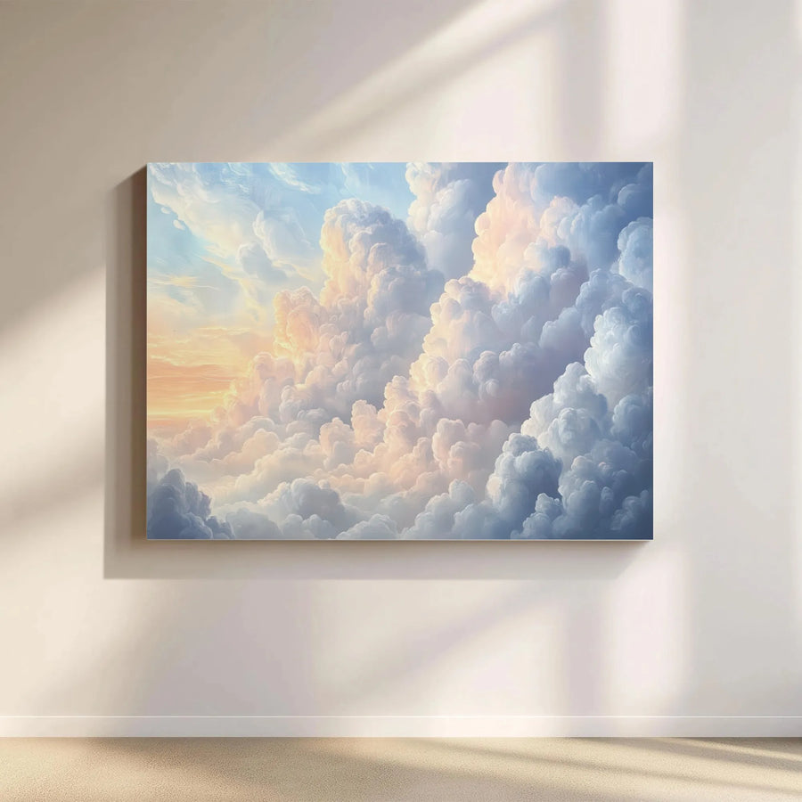 Dreamy Sky Canvas Wall Art | Ethereal Pastel Cloudscape Painting | Premium Gallery Wrap Print | Modern Home Decor Gift for Living Room