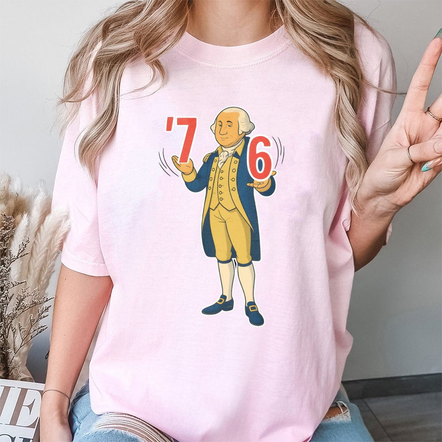George Washington 76 Meme T-Shirt | Funny American History Graphic Tee | 100% Cotton Premium Quality | Patriot Gift for History Lovers