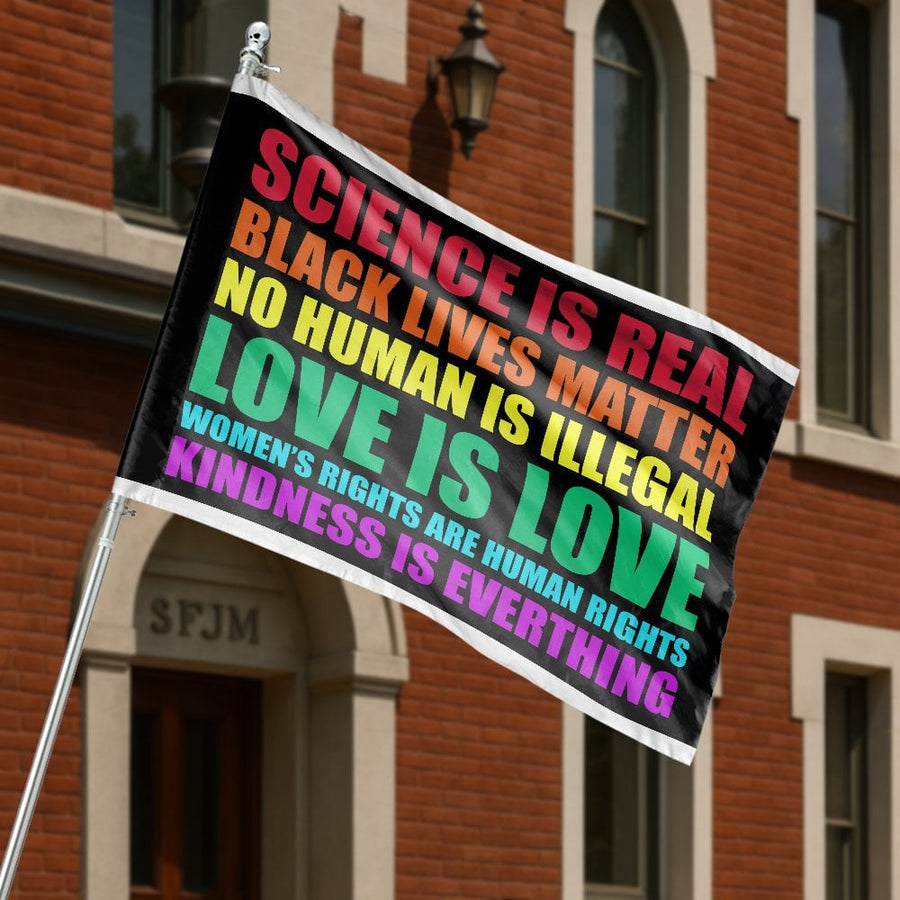 Inclusivity House Flag | Science Is Real Social Justice Banner | Durable Weather-Resistant Polyester | Outdoor Yard Decor for Equality Advocates