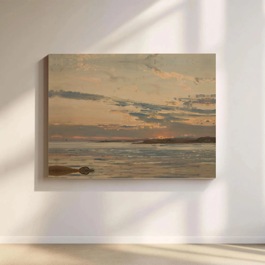 Vintage Seascape Canvas Wall Art | Moody Coastal Landscape Painting Print | Premium Gallery Wrapped Canvas | Nautical Home Decor Gift