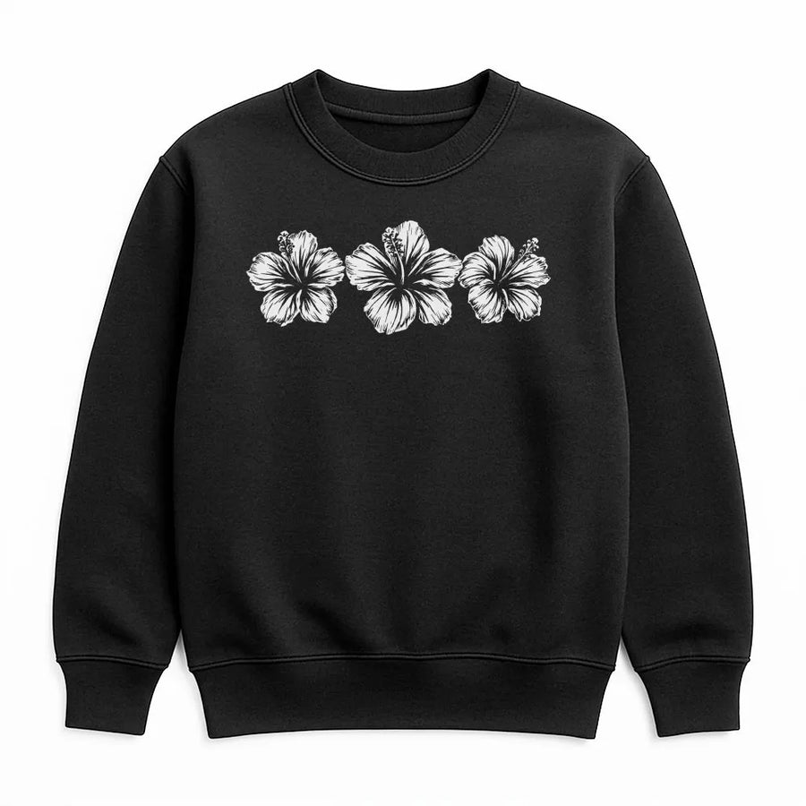 Hibiscus Flower Sweatshirt | Tropical Floral Graphic Crewneck | Soft Cotton Blend | Oversized Summer Beach Gift for Her