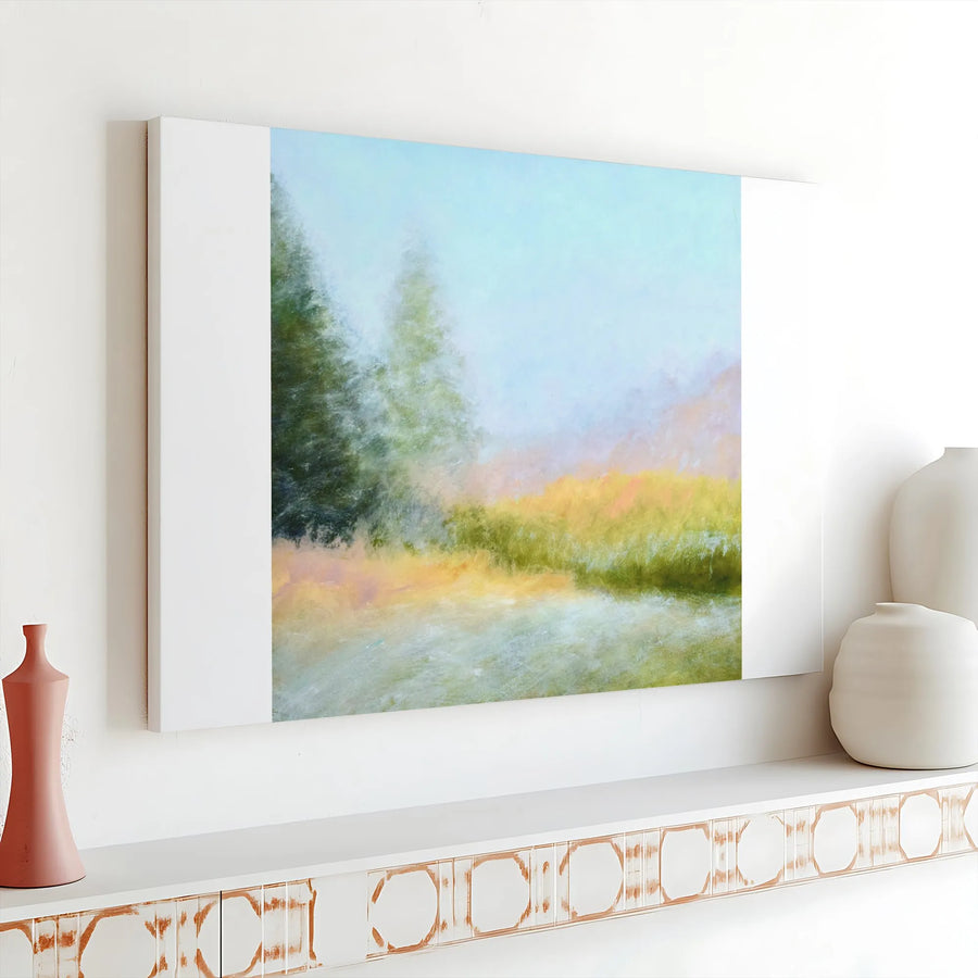 Misty Morning Forest Canvas Wall Art | Impressionist Nature Landscape | Premium 1.25" Gallery Wrap | Serene Home Office Decor