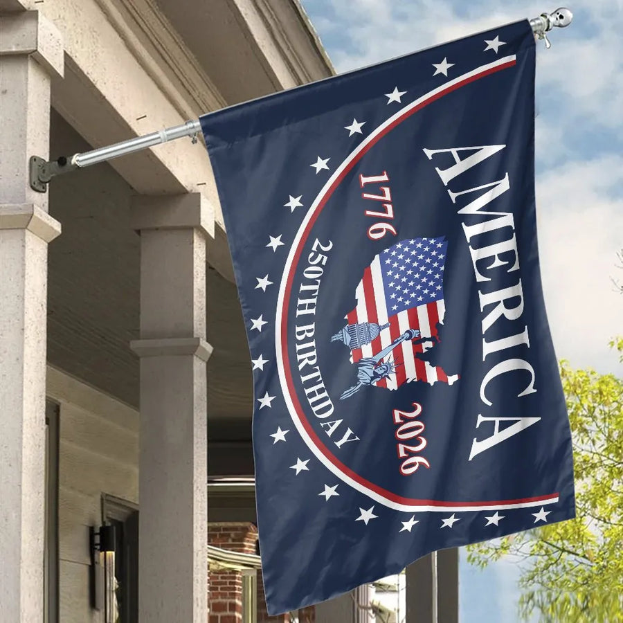 America 250th Birthday House Flag | 1776-2026 Semiquincentennial Design | Weather-Resistant Polyester | Patriotic Yard Decor Gift