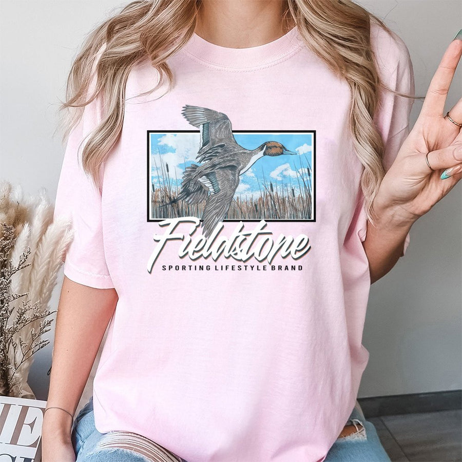 Duck Hunting T-Shirt | Flying Mallard Waterfowl Graphic | 100% Cotton Premium Tee | Outdoorsman Gift for Hunter and Sporting Lifestyle Fans