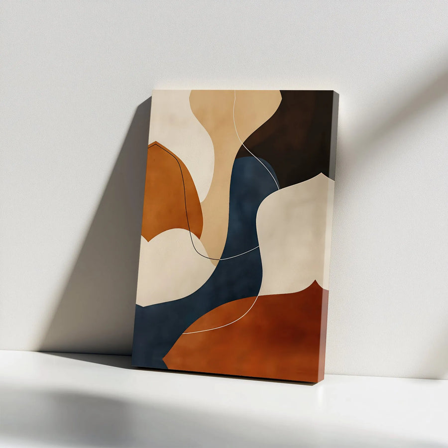 Abstract Canvas Wall Art | Mid Century Modern Organic Shapes | Premium Gallery Wrap Print | Earth Tones Decor for Living Room or Home Office