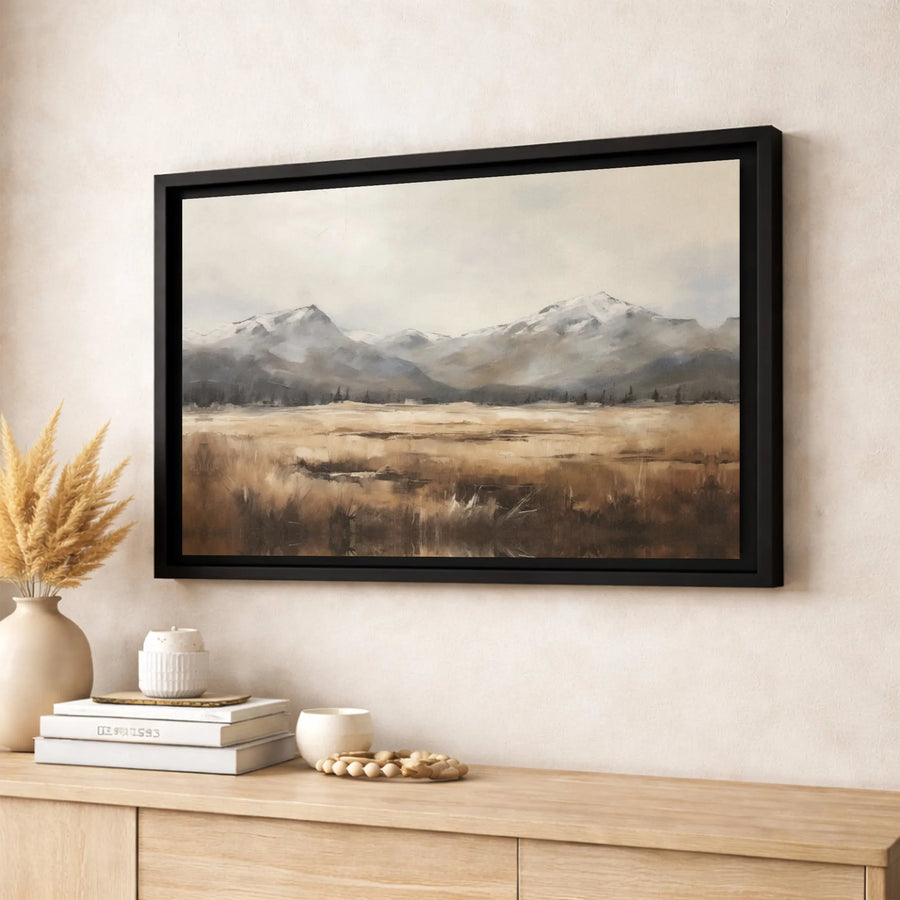 Mountain Landscape Canvas Wall Art | Misty Meadow Forest View | Premium Gallery Wrap Print | Modern Nature Home Decor for Living Room