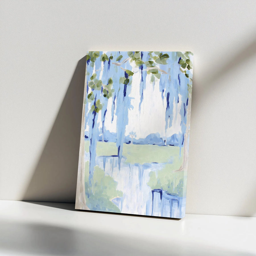 Abstract Bayou Vertical Canvas | Impressionist Marsh Painting Wall Art | Premium Thick Profile Canvas | Modern Farmhouse Living Room Decor Gift