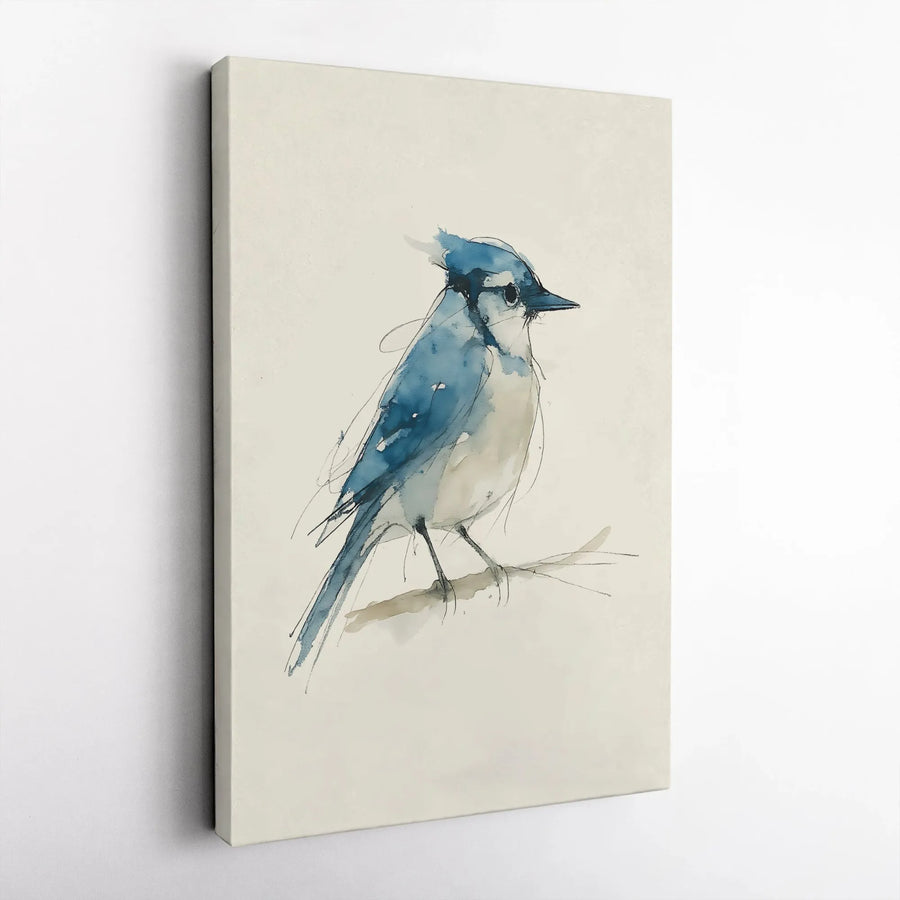 Blue Jay Watercolor Canvas Print | Abstract Bird Wall Art | Premium Gallery-Wrapped 1.25" Profile | Nature-Inspired Home Decor Gift