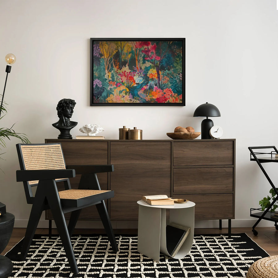 Abstract Forest Canvas Wall Art | Colorful Botanical Watercolor Print | Gallery Quality 1.25 Inch Wrap | Modern Living Room Home Decor