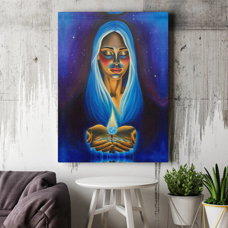 Spiritual Goddess Canvas Wall Art | Mystical Inner Light Portrait | Premium Fade-Resistant Print | Meditation Room Decor Gift