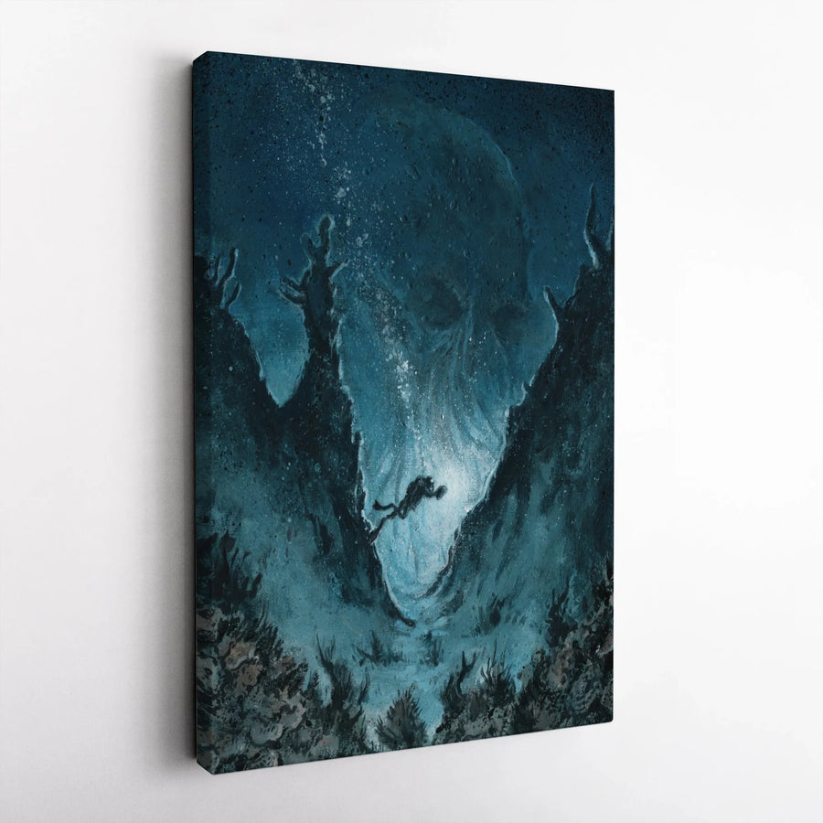 Deep Sea Diver Skull Wall Art | Gothic Ocean Surrealist Canvas Print | 1.25-Inch Premium Gallery Wrap | Dark Fantasy Home Decor Gift