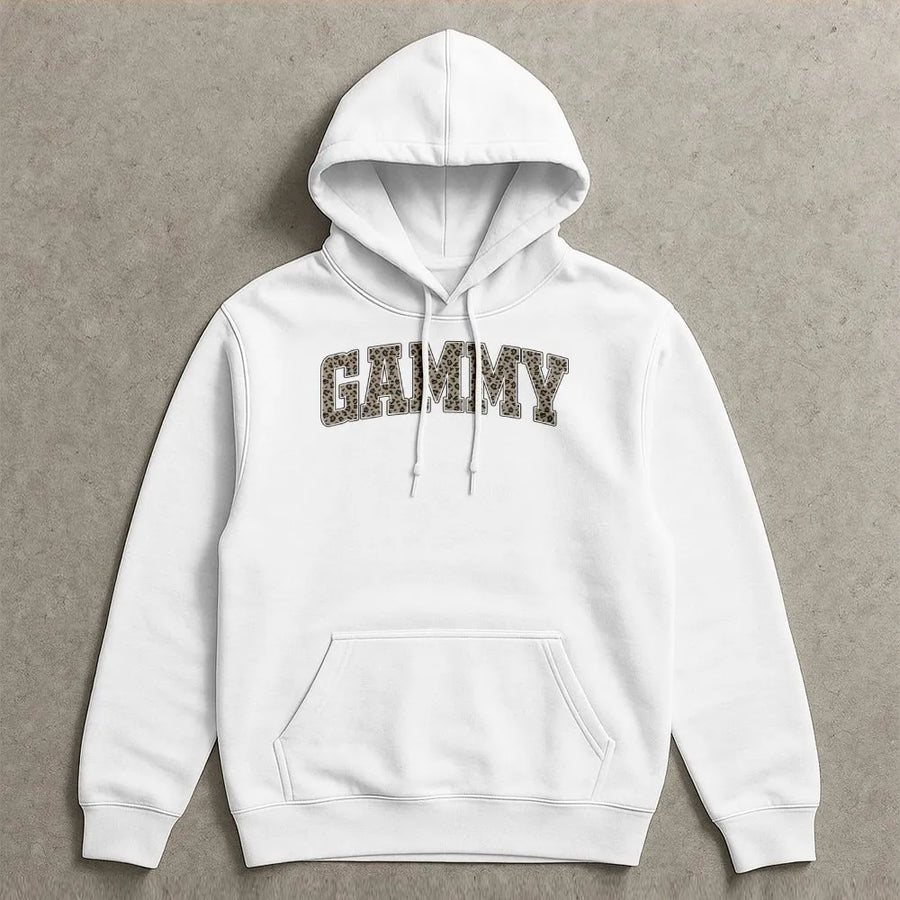 Gammy Hoodie with Leopard Print | Varsity Letter Graphic Tee | Soft Cotton Shirt | Mother's Day Gift for Grandma