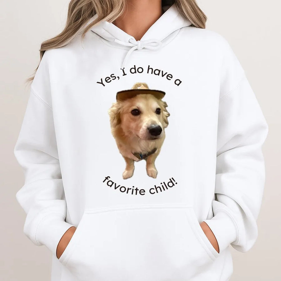 Favorite Child Dog Hoodie | Funny Golden Retriever Hat Graphic | Premium Cotton Blend | Gift For Dog Mom Or Dog Dad