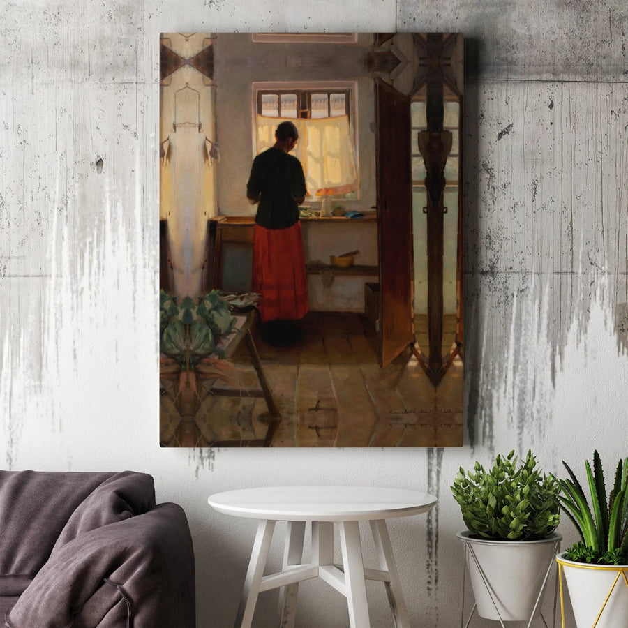 Anna Ancher A Girl In The Kitchen Canvas Print | Impressionist Fine Art Wall Decor | 1.25 Inch Gallery Wrap | Classic Home Office Art Gift